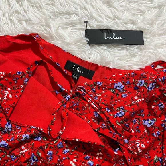 NWT LULUS Blooming Bliss Red Floral Print Tie-Strap Jumpsuit - Picture 4 of 10